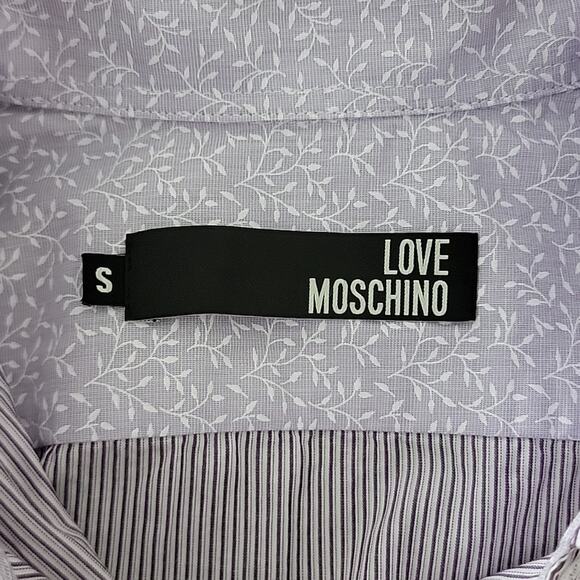 Love Moschino short sleeve mircro striped button up purple shirt S - Picture 10 of 14
